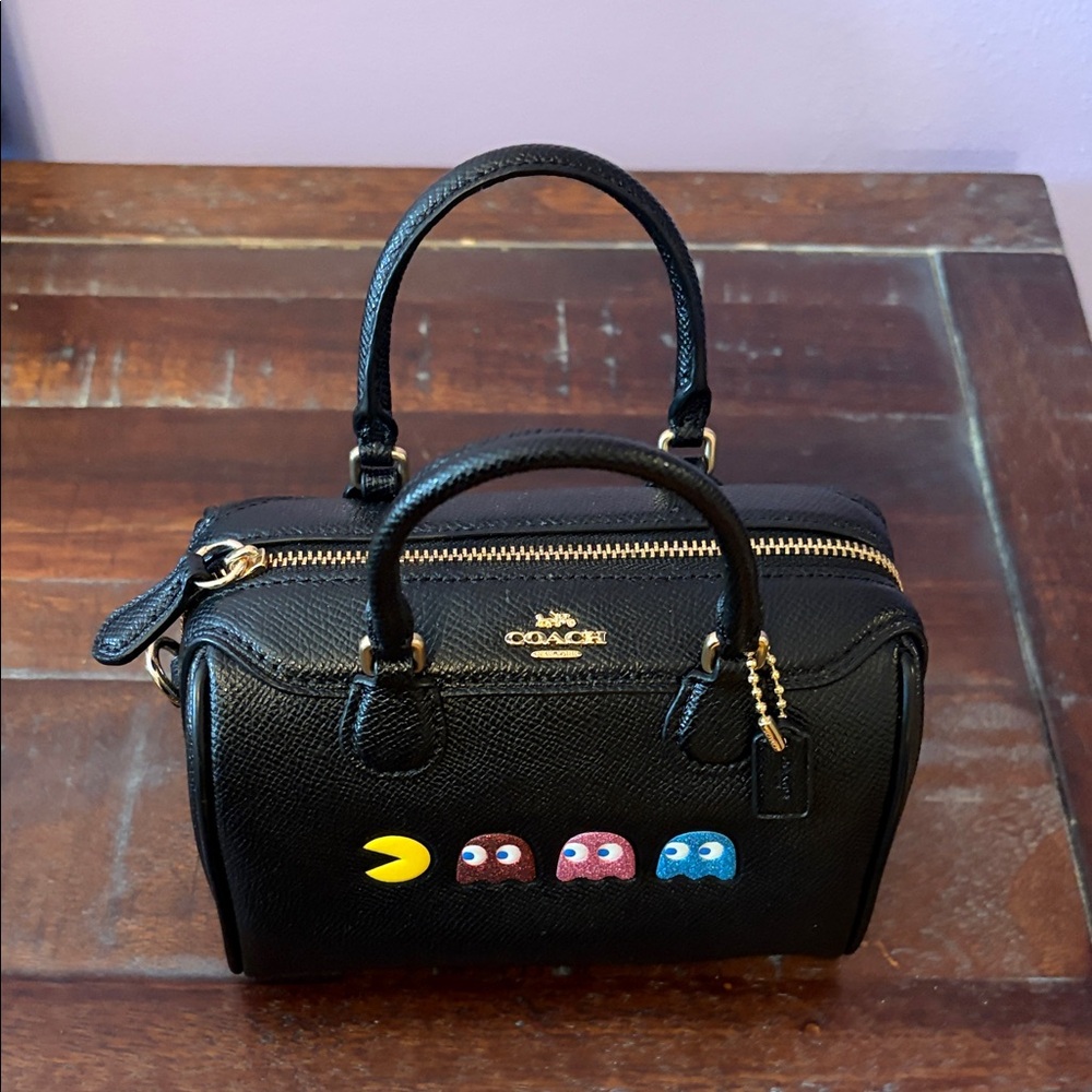 Coach Black Mini Bag with Pac-Man Characters